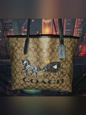 RARE limited edition authentic Coach Signature Canvas Tote Halloween Edition